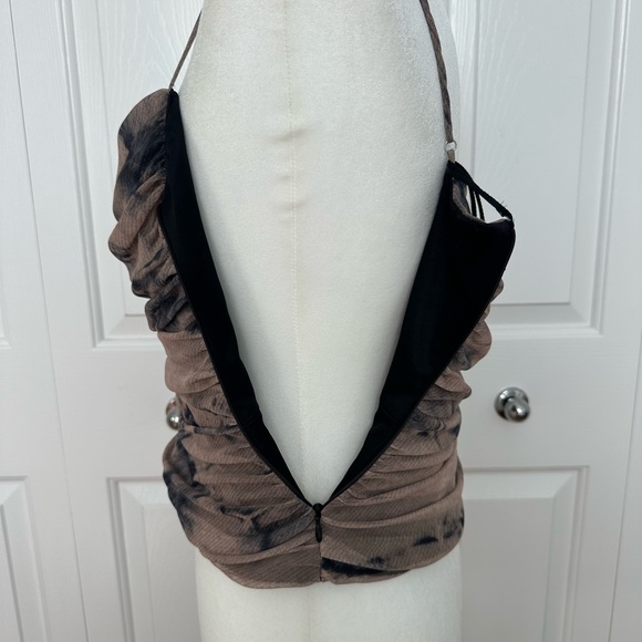 Zara Brown Ruched Crop Camisole - Picture 5 of 10